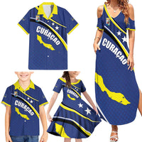 Curacao Flag Day Family Matching Summer Maxi Dress and Hawaiian Shirt Korsou Map Simple Style