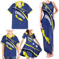 Curacao Flag Day Family Matching Tank Maxi Dress and Hawaiian Shirt Korsou Map Simple Style