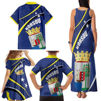 Curacao Flag Day Family Matching Tank Maxi Dress and Hawaiian Shirt Korsou Map Simple Style