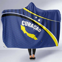 Curacao Flag Day Hooded Blanket Korsou Map Simple Style