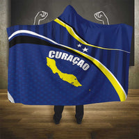 Curacao Flag Day Hooded Blanket Korsou Map Simple Style