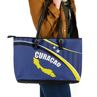 Curacao Flag Day Leather Tote Bag Korsou Map Simple Style