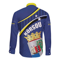 Curacao Flag Day Long Sleeve Button Shirt Korsou Map Simple Style