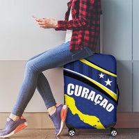 Curacao Flag Day Luggage Cover Korsou Map Simple Style