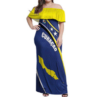 Curacao Flag Day Off Shoulder Maxi Dress Korsou Map Simple Style