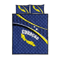 Curacao Flag Day Quilt Bed Set Korsou Map Simple Style