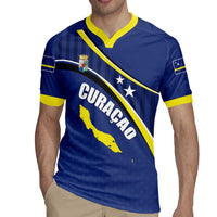 Curacao Flag Day Rugby Jersey Korsou Map Simple Style