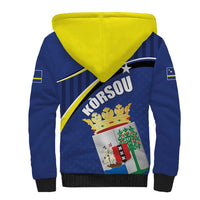Curacao Flag Day Sherpa Hoodie Korsou Map Simple Style