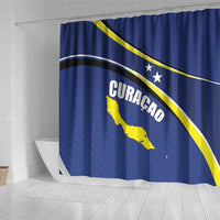 Curacao Flag Day Shower Curtain Korsou Map Simple Style