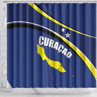 Curacao Flag Day Shower Curtain Korsou Map Simple Style