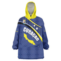 Curacao Flag Day Wearable Blanket Hoodie Korsou Map Simple Style