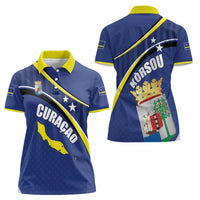 Curacao Flag Day Women Polo Shirt Korsou Map Simple Style