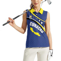 Curacao Flag Day Women Sleeveless Polo Shirt Korsou Map Simple Style