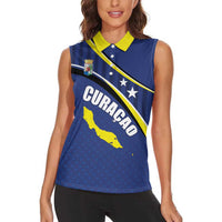 Curacao Flag Day Women Sleeveless Polo Shirt Korsou Map Simple Style