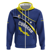 Curacao Flag Day Zip Hoodie Korsou Map Simple Style