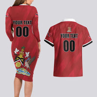 Custom Trinidad and Tobago Rugby Couples Matching Long Sleeve Bodycon Dress and Hawaiian Shirt Come On Calypso Warriors