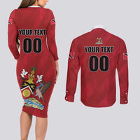 Custom Trinidad and Tobago Rugby Couples Matching Long Sleeve Bodycon Dress and Long Sleeve Button Shirt Come On Calypso Warriors