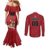 Custom Trinidad and Tobago Rugby Couples Matching Mermaid Dress and Long Sleeve Button Shirt Come On Calypso Warriors