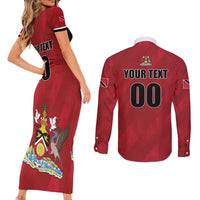 Custom Trinidad and Tobago Rugby Couples Matching Short Sleeve Bodycon Dress and Long Sleeve Button Shirt Come On Calypso Warriors
