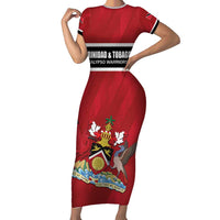 Custom Trinidad and Tobago Rugby Family Matching Short Sleeve Bodycon Dress and Hawaiian Shirt Come On Calypso Warriors