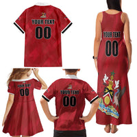 Custom Trinidad and Tobago Rugby Family Matching Tank Maxi Dress and Hawaiian Shirt Come On Calypso Warriors