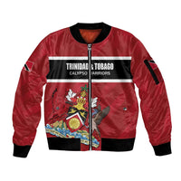 Custom Trinidad and Tobago Rugby Sleeve Zip Bomber Jacket Come On Calypso Warriors