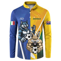 Custom Italy And Australia Soccer Button Sweatshirt Gli Azzurri Vs Socceroos