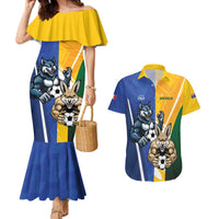 Custom Italy And Australia Soccer Couples Matching Mermaid Dress and Hawaiian Shirt Gli Azzurri Vs Socceroos
