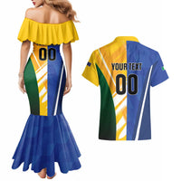 Custom Italy And Australia Soccer Couples Matching Mermaid Dress and Hawaiian Shirt Gli Azzurri Vs Socceroos