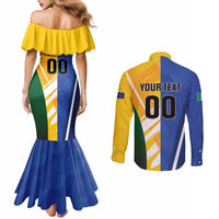 Custom Italy And Australia Soccer Couples Matching Mermaid Dress and Long Sleeve Button Shirt Gli Azzurri Vs Socceroos