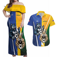 Custom Italy And Australia Soccer Couples Matching Off Shoulder Maxi Dress and Hawaiian Shirt Gli Azzurri Vs Socceroos