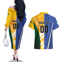 Custom Italy And Australia Soccer Couples Matching Off The Shoulder Long Sleeve Dress and Hawaiian Shirt Gli Azzurri Vs Socceroos