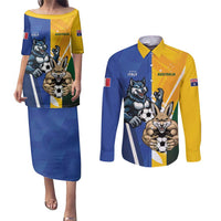 Custom Italy And Australia Soccer Couples Matching Puletasi and Long Sleeve Button Shirt Gli Azzurri Vs Socceroos