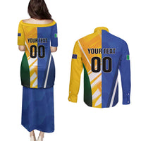 Custom Italy And Australia Soccer Couples Matching Puletasi and Long Sleeve Button Shirt Gli Azzurri Vs Socceroos