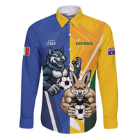 Custom Italy And Australia Soccer Family Matching Long Sleeve Bodycon Dress and Hawaiian Shirt Gli Azzurri Vs Socceroos