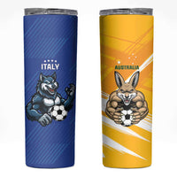 Custom Italy And Australia Soccer Skinny Tumbler Gli Azzurri Vs Socceroos