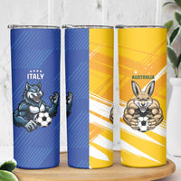 Custom Italy And Australia Soccer Skinny Tumbler Gli Azzurri Vs Socceroos