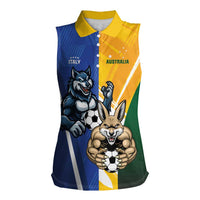 Custom Italy And Australia Soccer Women Sleeveless Polo Shirt Gli Azzurri Vs Socceroos