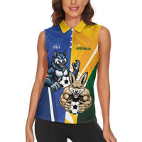 Custom Italy And Australia Soccer Women Sleeveless Polo Shirt Gli Azzurri Vs Socceroos