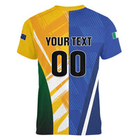 Custom Italy And Australia Soccer Women V-Neck T-Shirt Gli Azzurri Vs Socceroos