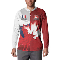 Custom Rugby France And Canada Button Sweatshirt Le XV de France Vs Canucks
