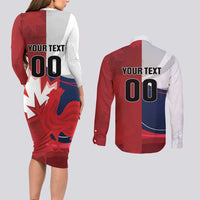 Custom Rugby France And Canada Couples Matching Long Sleeve Bodycon Dress and Long Sleeve Button Shirt Le XV de France Vs Canucks