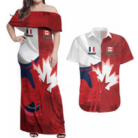Custom Rugby France And Canada Couples Matching Off Shoulder Maxi Dress and Hawaiian Shirt Le XV de France Vs Canucks