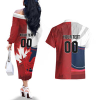 Custom Rugby France And Canada Couples Matching Off The Shoulder Long Sleeve Dress and Hawaiian Shirt Le XV de France Vs Canucks