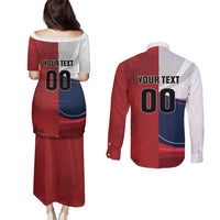 Custom Rugby France And Canada Couples Matching Puletasi and Long Sleeve Button Shirt Le XV de France Vs Canucks