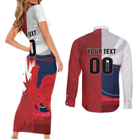 Custom Rugby France And Canada Couples Matching Short Sleeve Bodycon Dress and Long Sleeve Button Shirt Le XV de France Vs Canucks