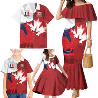 Custom Rugby France And Canada Family Matching Mermaid Dress and Hawaiian Shirt Le XV de France Vs Canucks