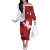 Custom Rugby France And Canada Family Matching Off The Shoulder Long Sleeve Dress and Hawaiian Shirt Le XV de France Vs Canucks