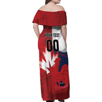 Custom Rugby France And Canada Family Matching Off Shoulder Maxi Dress and Hawaiian Shirt Le XV de France Vs Canucks