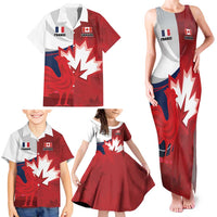Custom Rugby France And Canada Family Matching Tank Maxi Dress and Hawaiian Shirt Le XV de France Vs Canucks